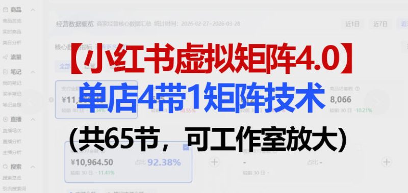 小红书虚拟矩阵4.0技术:单店4带1矩阵(共65节,可工作室放大)昊趣阁资源网昊趣阁资源网