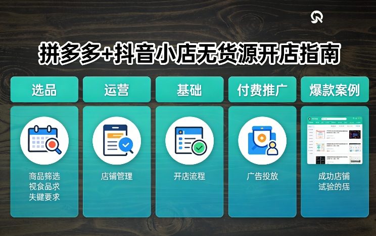 拼多多+抖音小店无货源开店，包括：选品、运营、基础、付费推广、爆款案例等(更新26年4月)昊趣阁资源网昊趣阁资源网