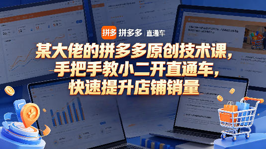 某大佬的拼多多原创技术课，手把手教小二开直通车，快速提升店铺销量昊趣阁资源网昊趣阁资源网