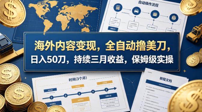 海外内容变现，全自动撸美刀，日入50刀，持续三月收益，保姆级实操【揭秘】昊趣阁资源网昊趣阁资源网