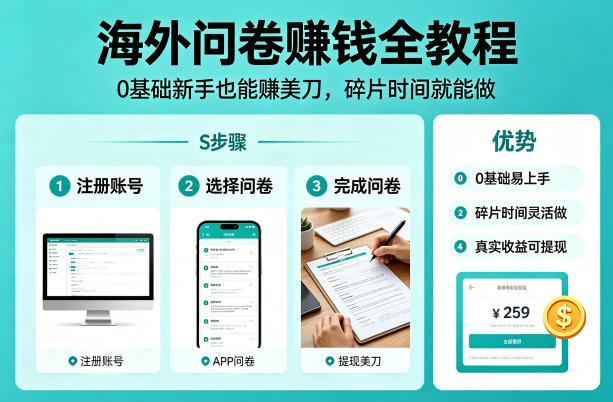 海外问卷賺钱全教程，0基础新手也能賺美刀，碎片时间就能做昊趣阁资源网昊趣阁资源网