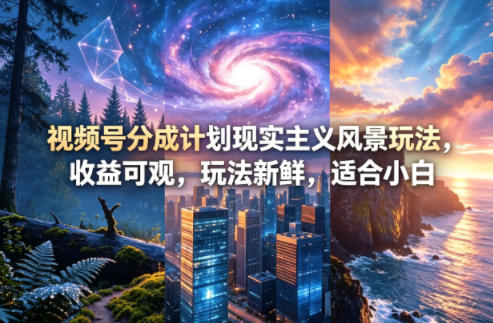 视频号分成计划现实主义风景玩法，收益可观，玩法新鲜，适合小白昊趣阁资源网昊趣阁资源网