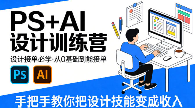 设计接单必学，PS+AI设计训练营，从0基础到能接单，手把手教你把设计技能变成收入昊趣阁资源网昊趣阁资源网