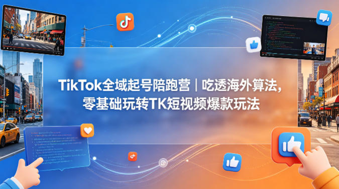 TikTok全域起号陪跑营｜吃透海外算法，零基础玩转TK短视频爆款玩法昊趣阁资源网昊趣阁资源网
