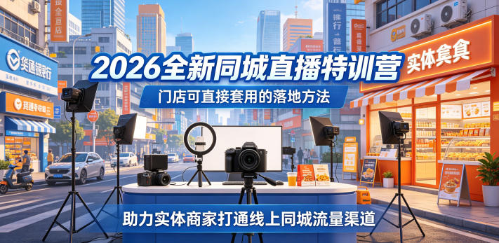 2026全新同城直播特训营，门店可直接套用的落地方法，助力实体商家打通线上同城流量渠道昊趣阁资源网昊趣阁资源网