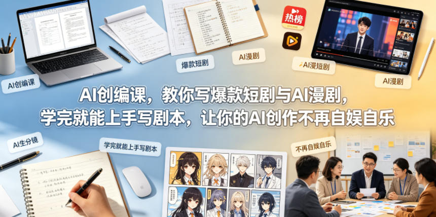 AI创编课，教你写爆款短剧与AI漫剧，学完就能上手写剧本，让你的AI创作不再自娱自乐（更新0521）昊趣阁资源网昊趣阁资源网