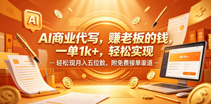AI商业代写，賺老板的钱，一单1k+，轻松实现月入五位数，附免费接单渠道【揭秘】昊趣阁资源网昊趣阁资源网