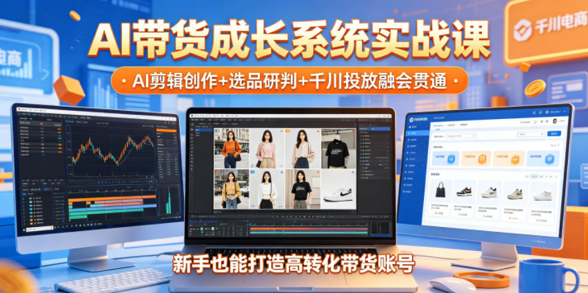 AI带货成长系统实战课,AI剪辑创作+选品研判+千川投放融会贯通,新手也能打造高转化带货账号(更新2026年)昊趣阁资源网昊趣阁资源网