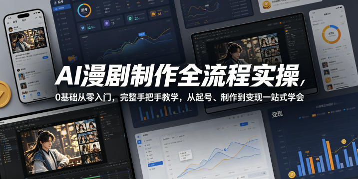 AI漫剧制作全流程实操，0基础从零入门，完整手把手教学，从起号、制作到变现一站式学会昊趣阁资源网昊趣阁资源网