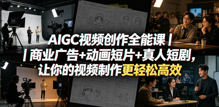 AIGC视频创作全能课｜商业广告+动画短片+真人短剧，让你的视频制作更轻松高效昊趣阁资源网昊趣阁资源网