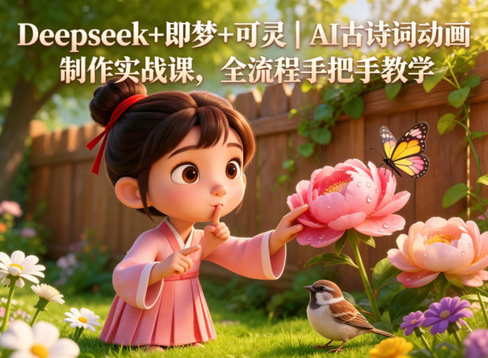 Deepseek+即梦+可灵｜AI古诗词动画制作实战课，全流程手把手教学昊趣阁资源网昊趣阁资源网