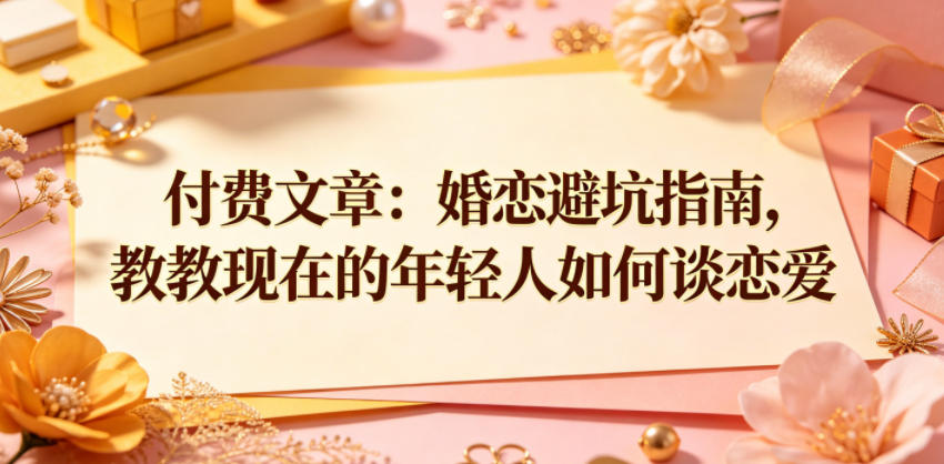 付费文章:婚恋避坑指南,教教现在的年轻人如何谈恋爱昊趣阁资源网昊趣阁资源网