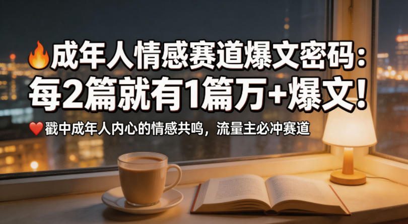 公众号流量主成年人情感心理赛道，流量最大，受众最广的主流赛道之一，平均每2篇就有1篇万爆文章昊趣阁资源网昊趣阁资源网