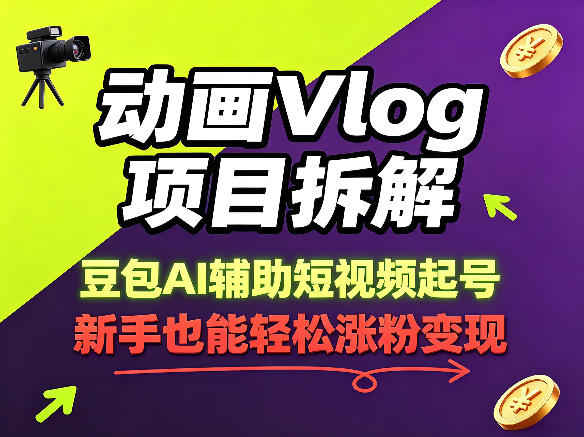 动画Vlog项目拆解，豆包AI辅助短视频起号，新手也能轻松涨粉，43条作品涨粉8.3W昊趣阁资源网昊趣阁资源网