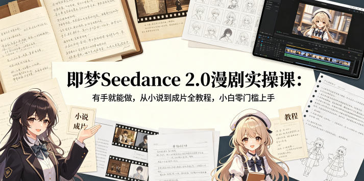 即梦Seedance 2.0漫剧实操课：有手就能做，从小说到成片全教程，小白零门槛上手昊趣阁资源网昊趣阁资源网