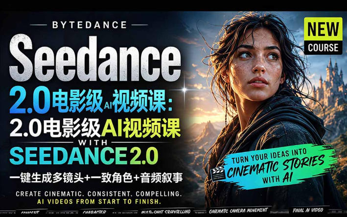 字节跳动的Seedance 2.0 AI电影视频生成制作教程，一键生成多镜头+一致角色+音频叙事-中英字幕昊趣阁资源网昊趣阁资源网