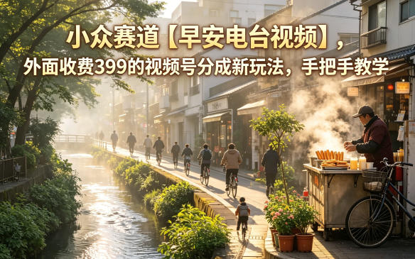 小众赛道【早安电台视频】，外面收费399的视频号分成新玩法，手把手教学昊趣阁资源网昊趣阁资源网