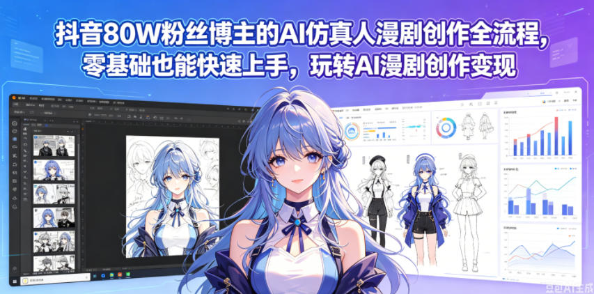 抖音80W粉丝博主的AI仿真人漫剧创作全流程，零基础也能快速上手，玩转AI漫剧创作变现昊趣阁资源网昊趣阁资源网