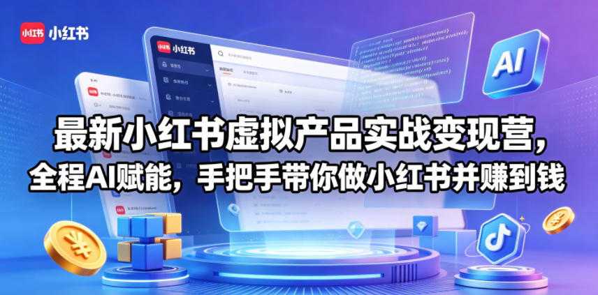 最新小红书虚拟产品实战变现营,全程AI赋能,手把手带你做小红书并赚到钱昊趣阁资源网昊趣阁资源网