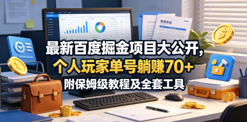 最新百度掘金项目大公开，个人玩家单号躺賺70+，附保姆级教程及全套工具【揭秘】昊趣阁资源网昊趣阁资源网