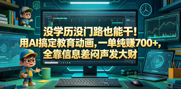 没学历没门路也能干！用AI搞定教育动画，一单纯賺700+，全靠信息差闷声发大财【揭秘】昊趣阁资源网昊趣阁资源网