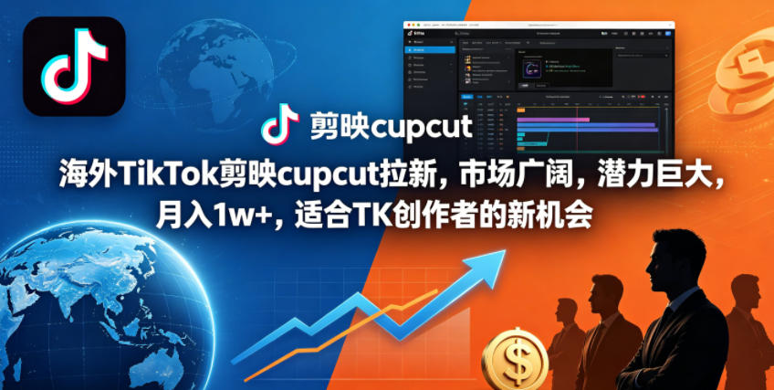 海外TikTok剪映cupcut拉新,市场广阔,潜力巨大,月入1w+,适合TK创作者的新机会昊趣阁资源网昊趣阁资源网