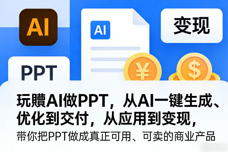 玩賺AI做PPT，从AI一键生成、优化到交付，从应用到变现，带你把PPT做成真正可用、可卖的商业产品（更新0513）昊趣阁资源网昊趣阁资源网