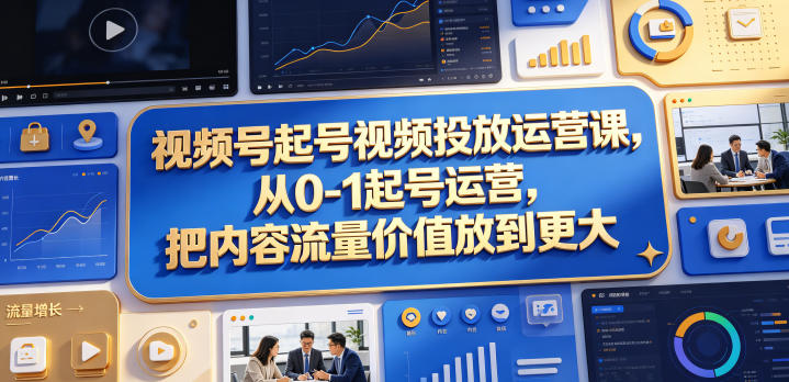 视频号起号视频投放运营课,从0-1起号运营,把内容流量价值放到更大昊趣阁资源网昊趣阁资源网