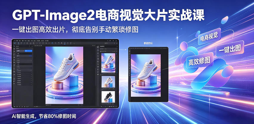 GPT-Image2电商视觉大片实战课，一键出图高效出片，彻底告别手动繁琐修图昊趣阁资源网昊趣阁资源网