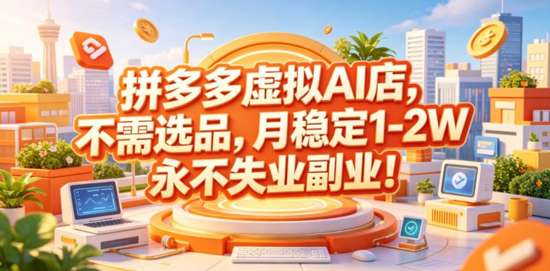 拼多多虚拟AI店,不需选品,月稳定1-2W,永不失业副业!【揭秘】昊趣阁资源网昊趣阁资源网