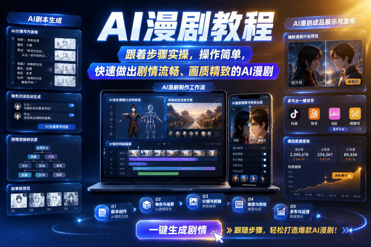AI漫剧教程,跟着步骤实操,操作简单,快速做出剧情流畅、画质精致的AI漫剧昊趣阁资源网昊趣阁资源网