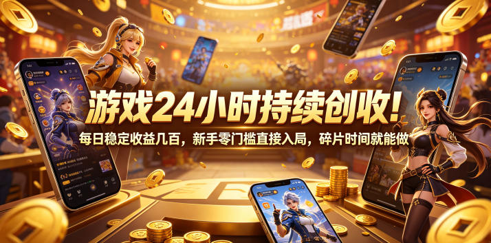 游戏24小时持续创收!每日稳定收益几百,新手零门槛直接入局,碎片时间就能做【揭秘】昊趣阁资源网昊趣阁资源网