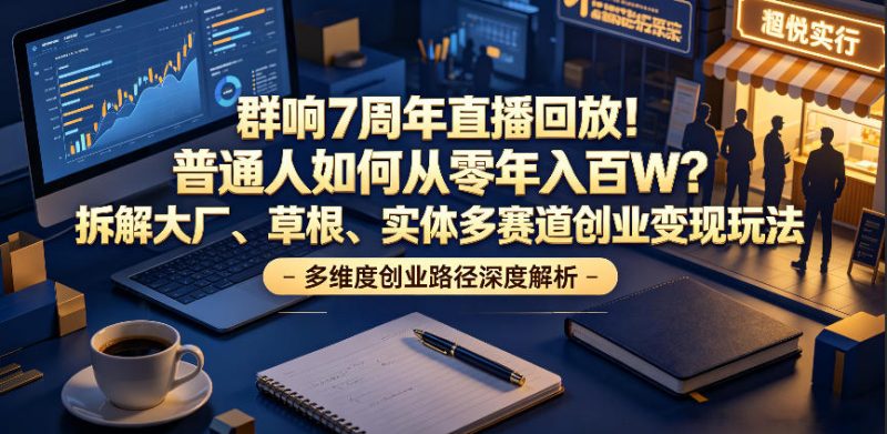 群响7周年直播回放!普通人如何从零年入百W?拆解大厂、草根、实体多赛道创业变现玩法昊趣阁资源网昊趣阁资源网