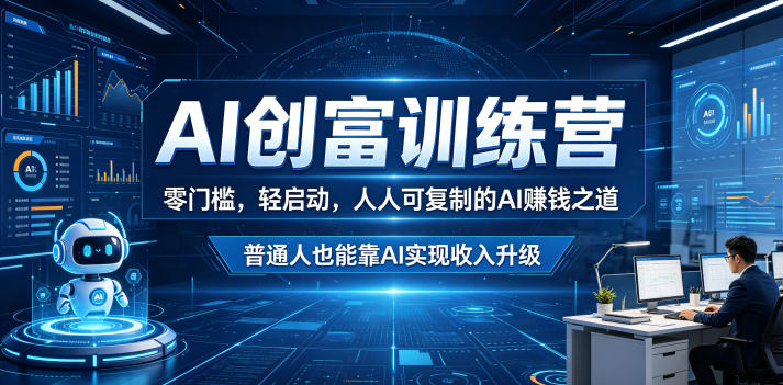 AI创富训练营，零门槛，轻启动，人人可复制的AI賺钱之道，普通人也能靠AI实现收入升级昊趣阁资源网昊趣阁资源网