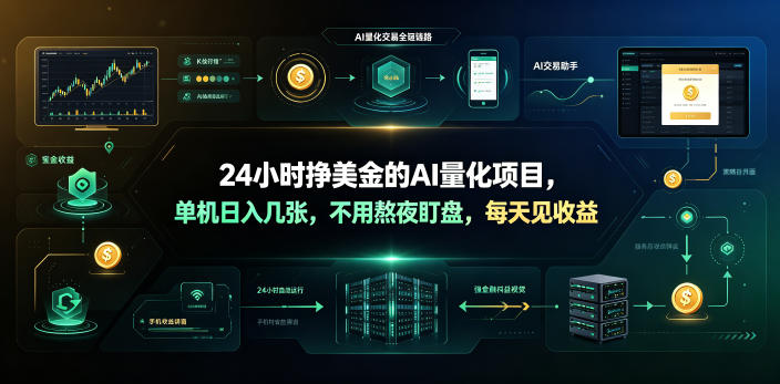24小时挣美金的AI量化项目,单机日入几十美刀,不用熬夜盯盘,每天见收益【揭秘】昊趣阁资源网昊趣阁资源网