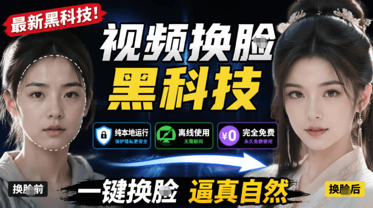 AI人工智能如此夸张？一键视频换Lian黑科技，纯本地离线运行，本地视频换Lian娱乐工具，AI FaceSwap昊趣阁资源网昊趣阁资源网