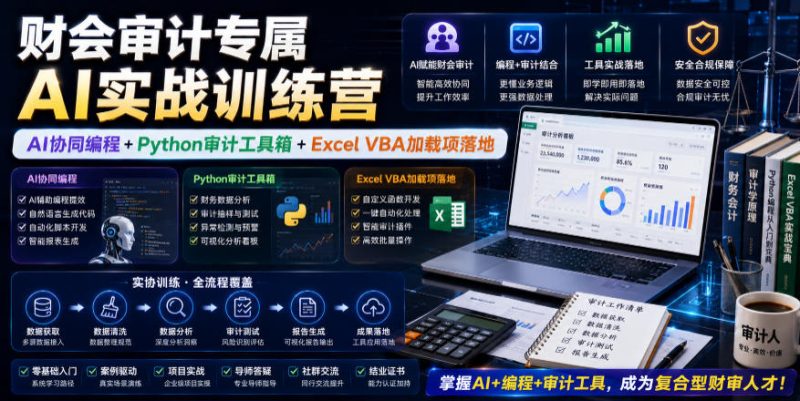 财会审计专属AI实战训练营|AI协同编程+Python审计工具箱+Excel VBA加载项落地昊趣阁资源网昊趣阁资源网