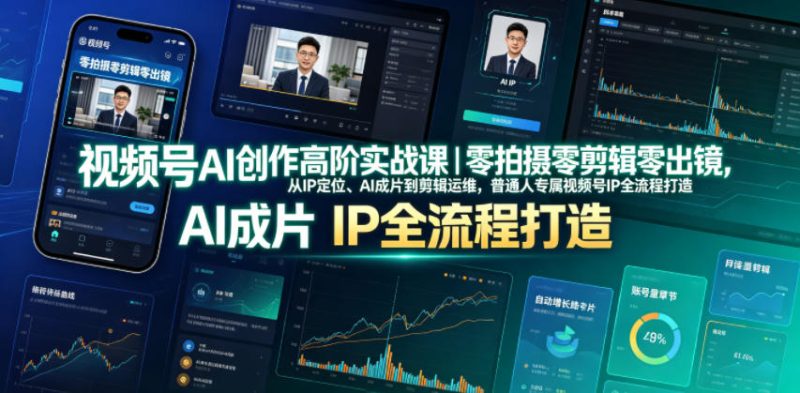 视频号AI创作高阶实战课｜零拍摄零剪辑零出镜，从IP定位、AI成片到剪辑运维，普通人专属视频号IP全流程打造昊趣阁资源网昊趣阁资源网