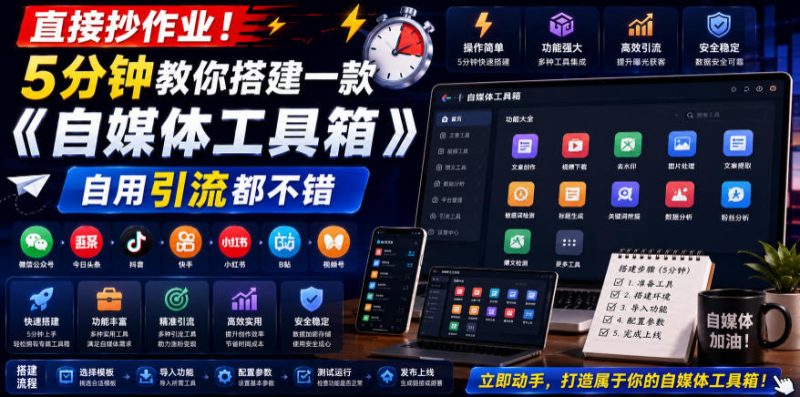 直接抄作业！5分钟教你搭建一款《自媒体工具箱》，自用引流都不错昊趣阁资源网昊趣阁资源网