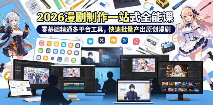 2026 AI漫剧制作一站式全能课，零基础精通多平台工具，快速批量产出原创漫剧昊趣阁资源网昊趣阁资源网