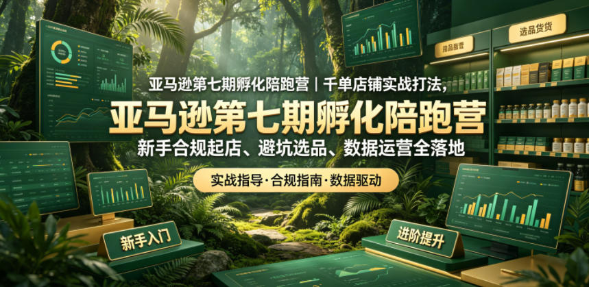 亚马逊第七期孵化陪跑营｜千单店铺实战打法，新手合规起店、避坑选品、数据运营全落地昊趣阁资源网昊趣阁资源网