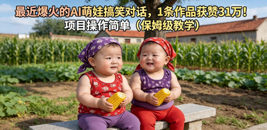 最近爆火的AI萌娃搞笑对话，1条作品获赞31W，项目操作简单（保姆级教学）昊趣阁资源网昊趣阁资源网