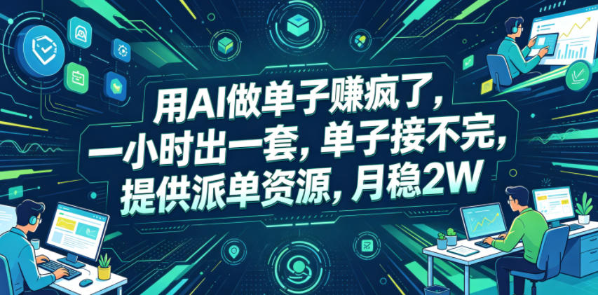 用AI做单子賺疯了，一小时出一套，单子接不完，提供派单资源，月稳2W【揭秘】昊趣阁资源网昊趣阁资源网