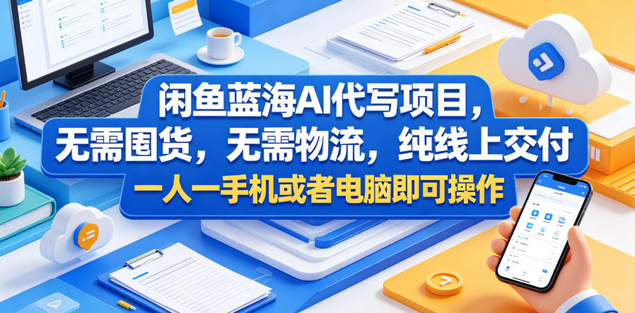 闲鱼蓝海AI代写项目，无需囤货，无需物流，纯线上交付，一人一手机或者电脑即可操作昊趣阁资源网昊趣阁资源网