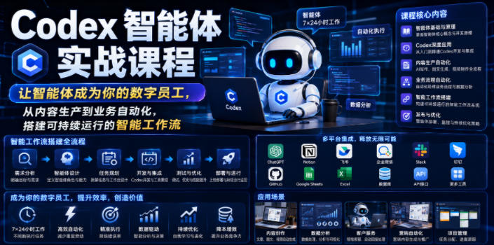 Codex智能体实战课程,让智能体成为你的数字员工,从内容生产到业务自动化,搭建可持续运行的智能工作流昊趣阁资源网昊趣阁资源网