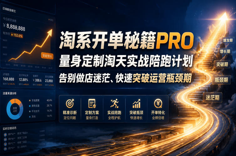 淘系开单秘籍PRO，量身定制淘天实战陪跑计划，告别做店迷茫、快速突破运营瓶颈期（20260709）昊趣阁资源网昊趣阁资源网
