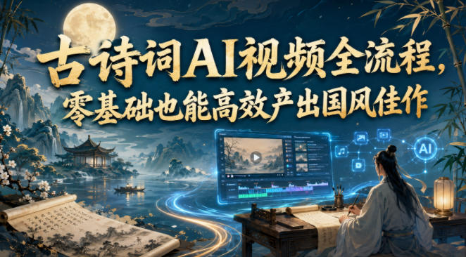 古诗词AI视频全流程，零基础也能高效产出国风佳作昊趣阁资源网昊趣阁资源网