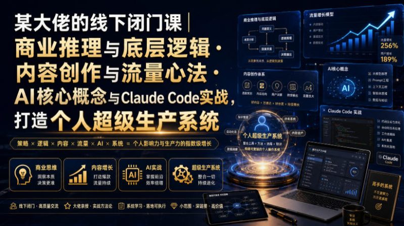 某大佬的线下闭门课|商业推理与底层逻辑・内容创作与流量心法・AI核心概念与Claude Code实战,打造个人超级生产系统【录音+图片】昊趣阁资源网昊趣阁资源网
