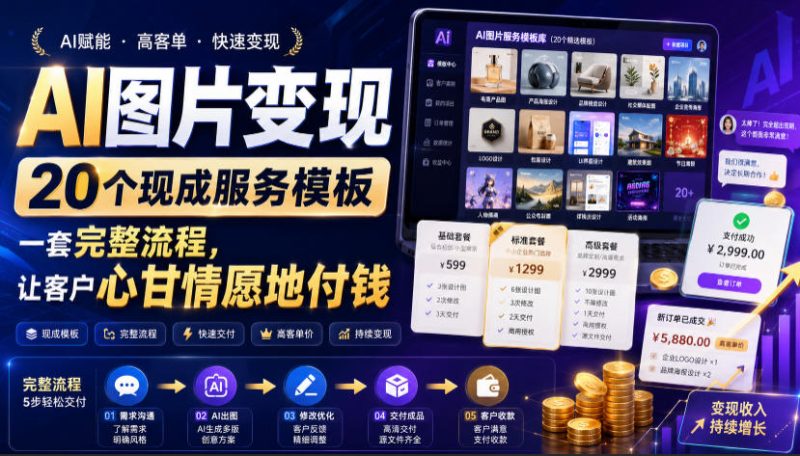AI图片变现,20个现成服务模板,一套完整流程,让客户心甘情愿地付钱【原创双语字幕】昊趣阁资源网昊趣阁资源网
