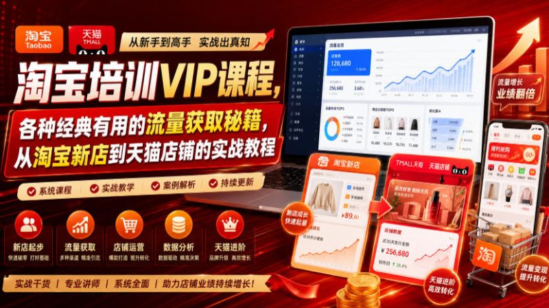淘宝培训VIP课程,各种经典有用的流量获取秘籍,从淘宝新店到天猫店铺的实战教程(更新7月)昊趣阁资源网昊趣阁资源网